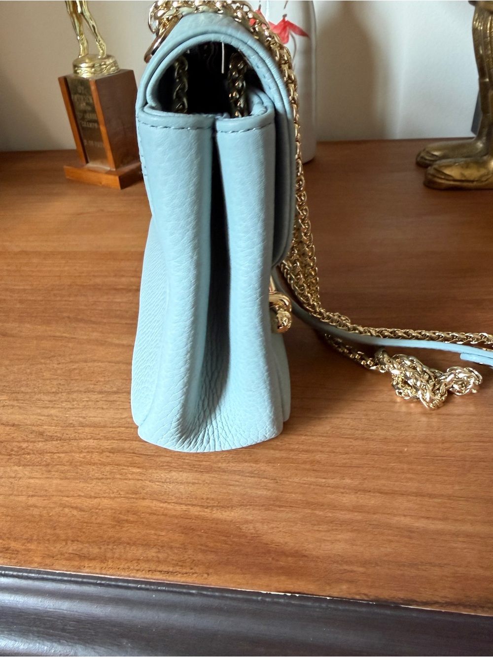 Strathberry East/West Mini — Duck Egg Blue Soft Grain Leather - Picture 4 of 9